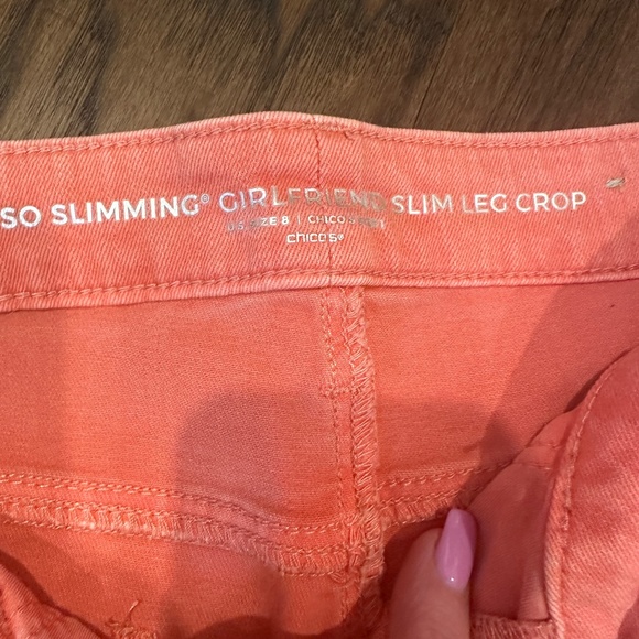 CHICOS SO SLIMMING GIRLFRIEND CROP SZ 1 ORANGE - Picture 4 of 6
